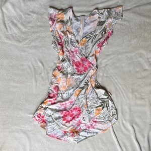 LOFT Floral Jumpsuit in Pink and Orange